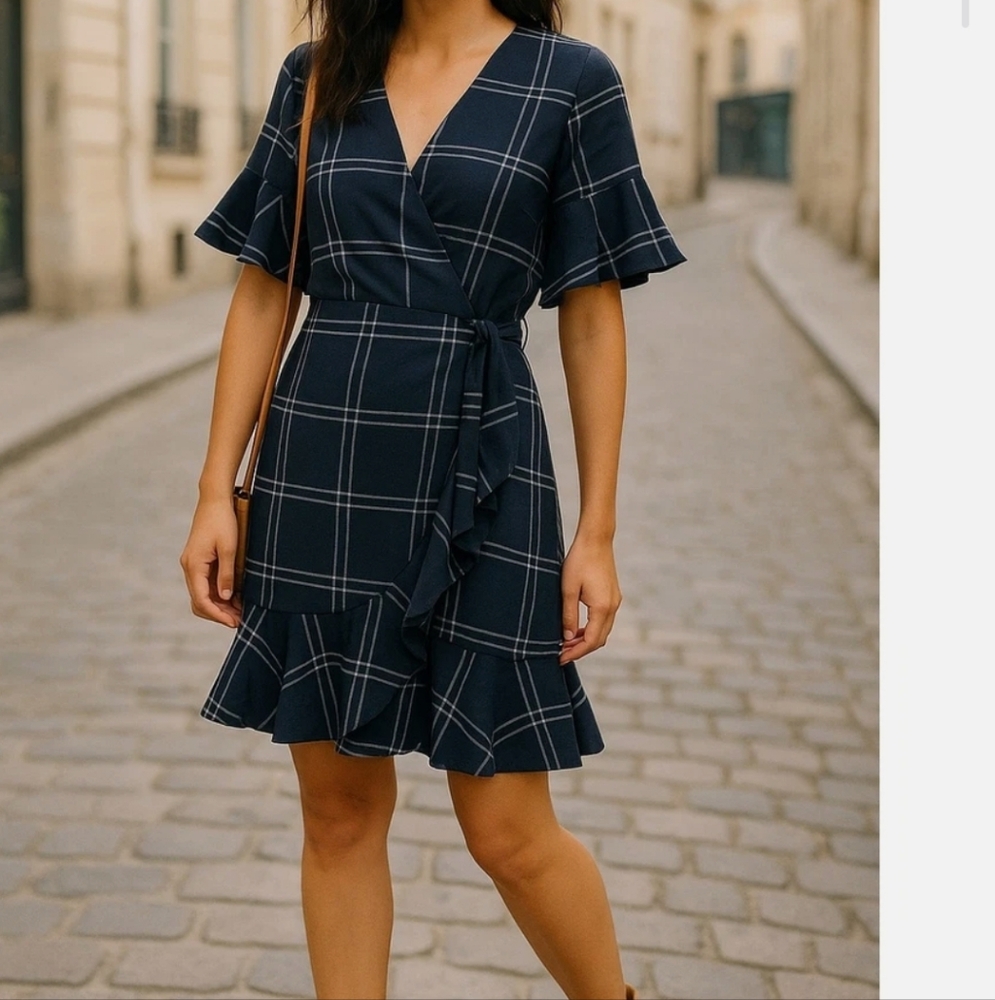 SEA NEW YORK PLAID WRAP DRESS SIZE 6